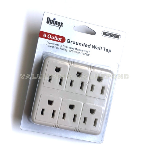 Outlet grounded wall - 6-outlet,